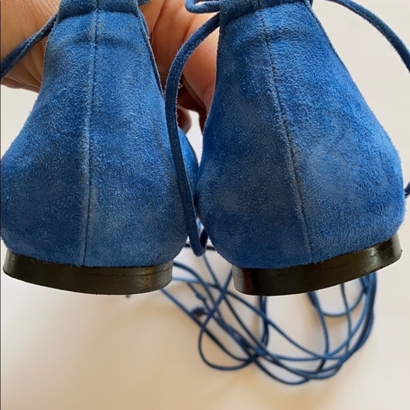 M. Gemi flats The Brezza lace up blue suede pointed toe - Picture 5 of 6